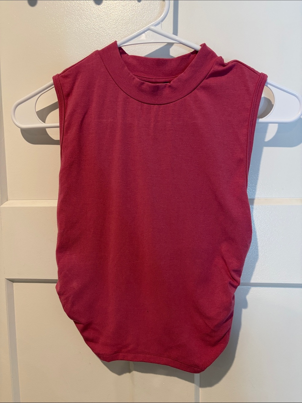 Cider Sleeveless Mock Neck Tank in Berry Red